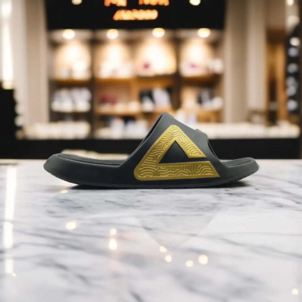 E92037L	SLIPPERS     BLACK/GOLD - 213.PEAK